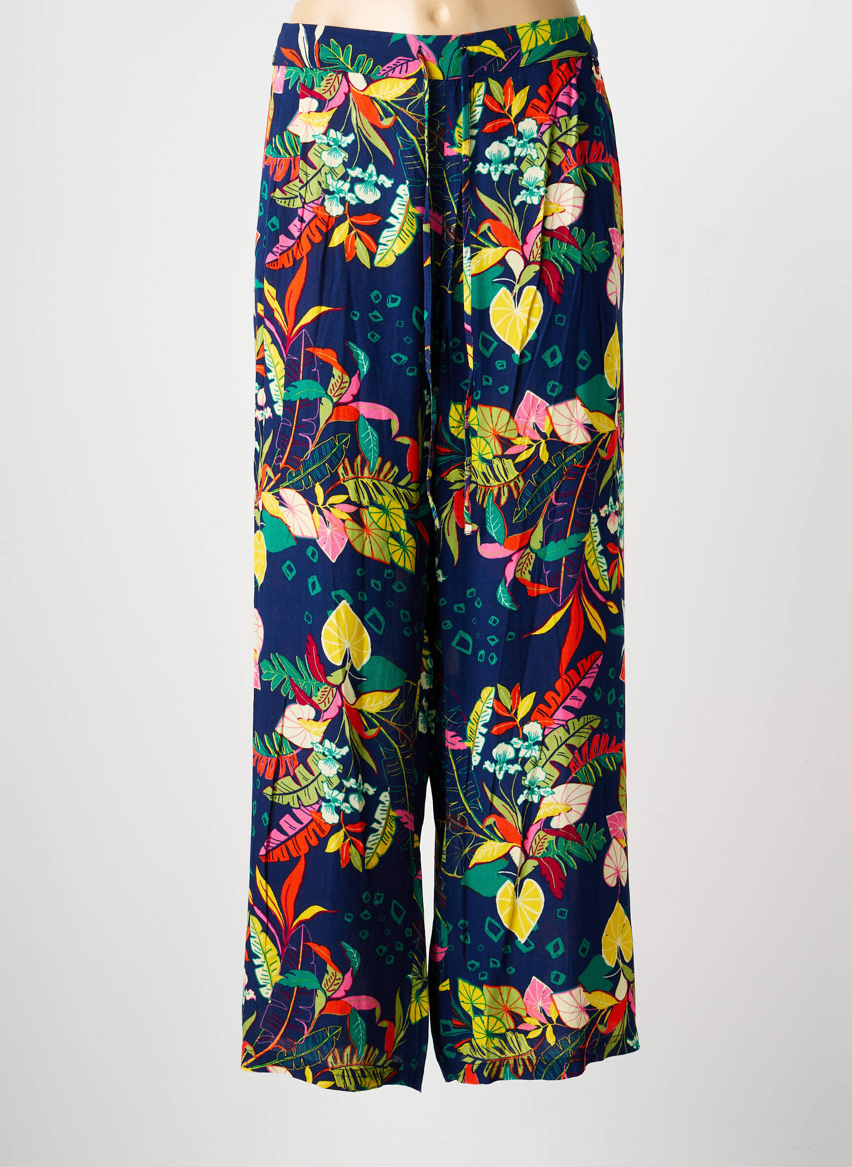 Pantalon droit tissage crêpe taille normale bleu CONCEPT K femme