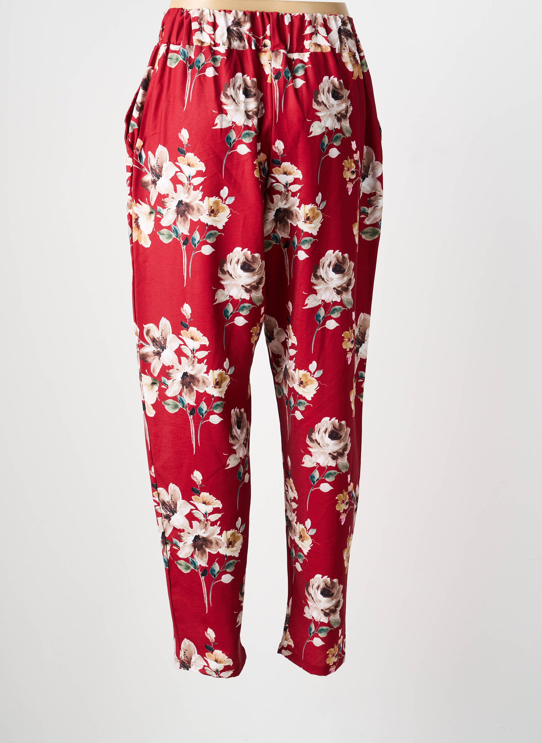 Pantalon slim taille élastique taille normale rouge GALMALLA femme