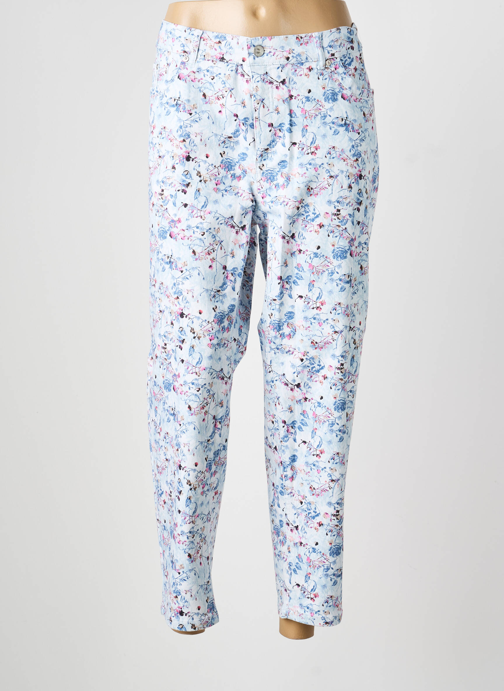 Pantalon 7/8 stretch taille normale bleu ANNA MONTANA femme