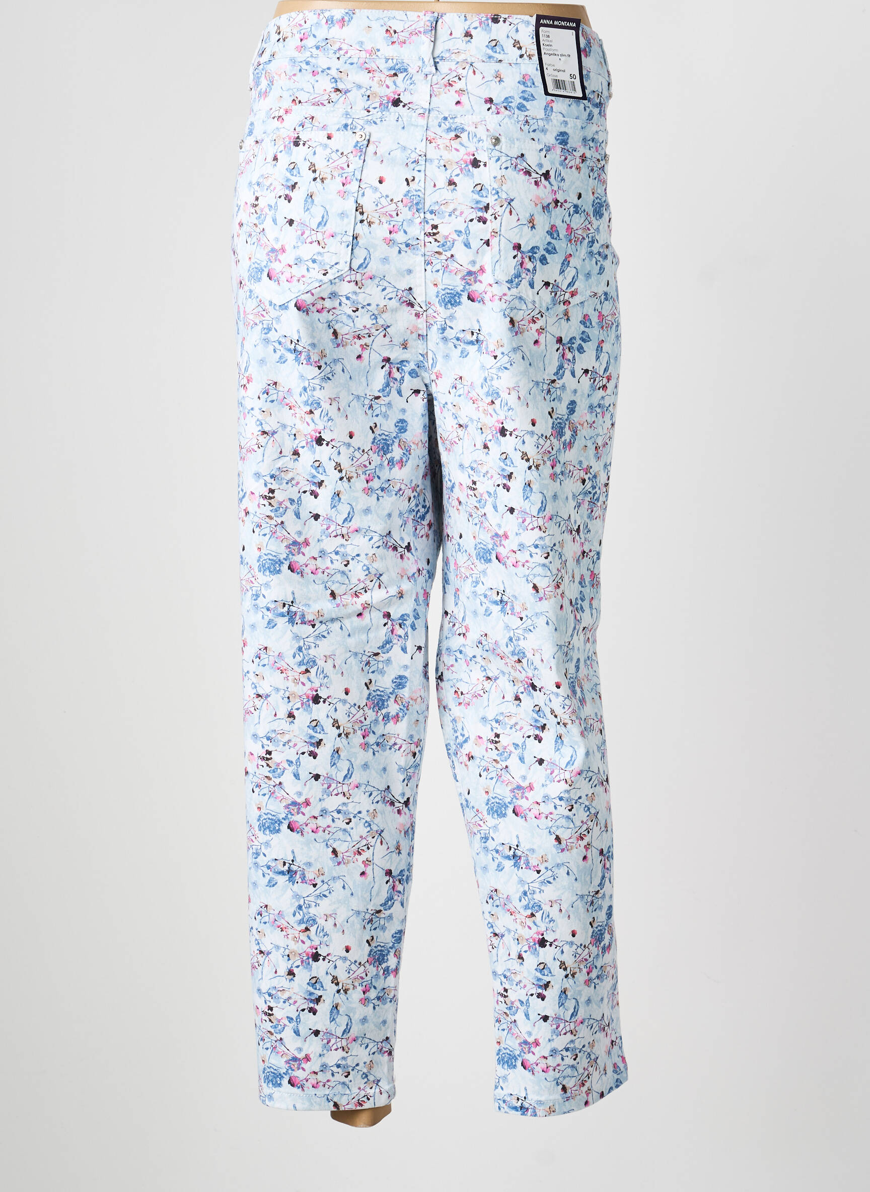 Pantalon 7/8 stretch taille normale bleu ANNA MONTANA femme