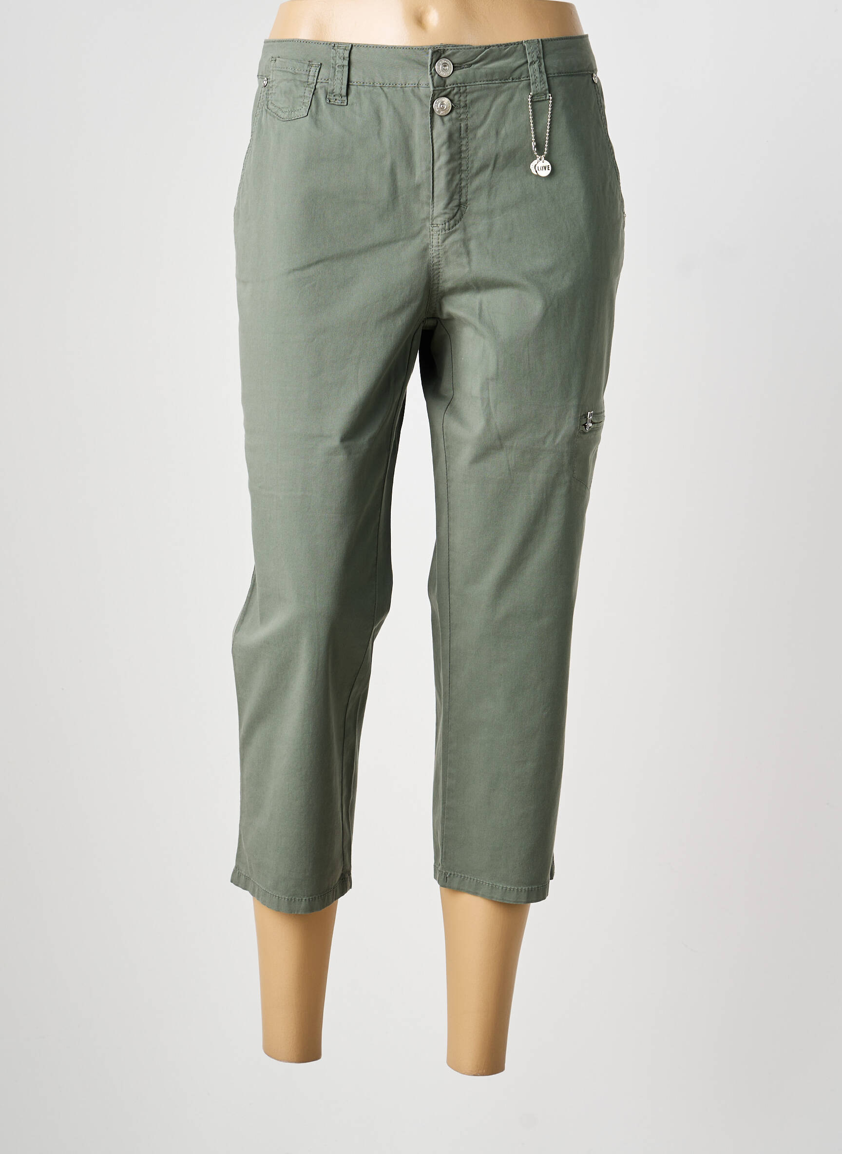 Pantacourt stretch taille normale vert ANNA MONTANA femme