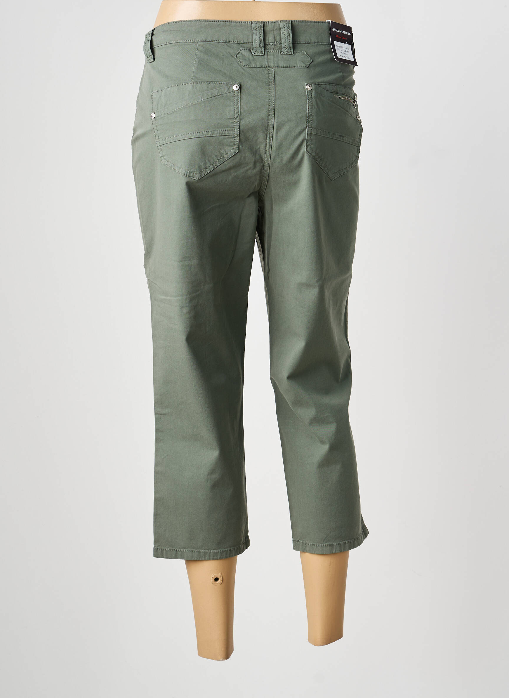Pantacourt stretch taille normale vert ANNA MONTANA femme
