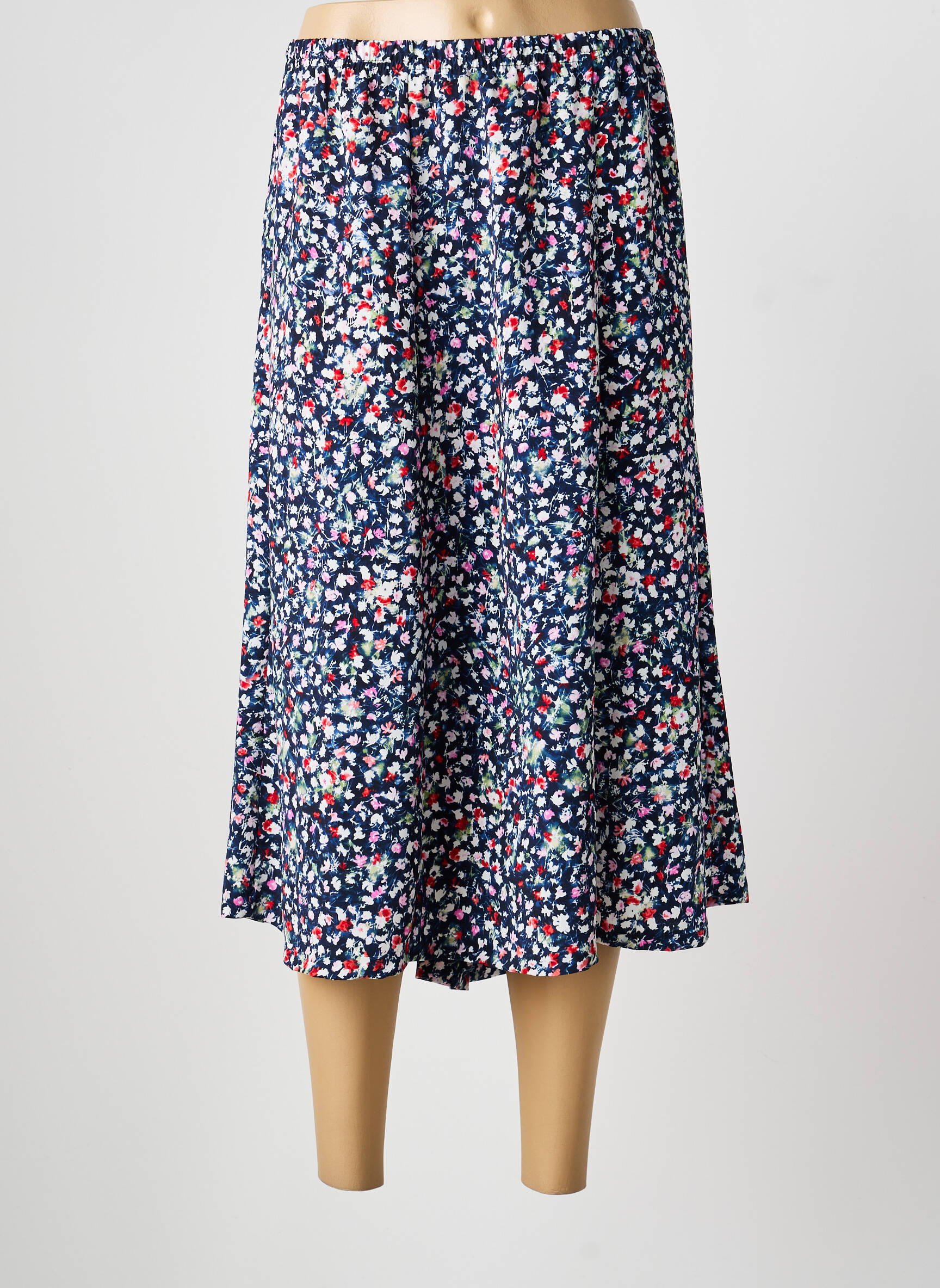 Jupe mi-longue taille normale bleu GUY DUBOUIS femme
