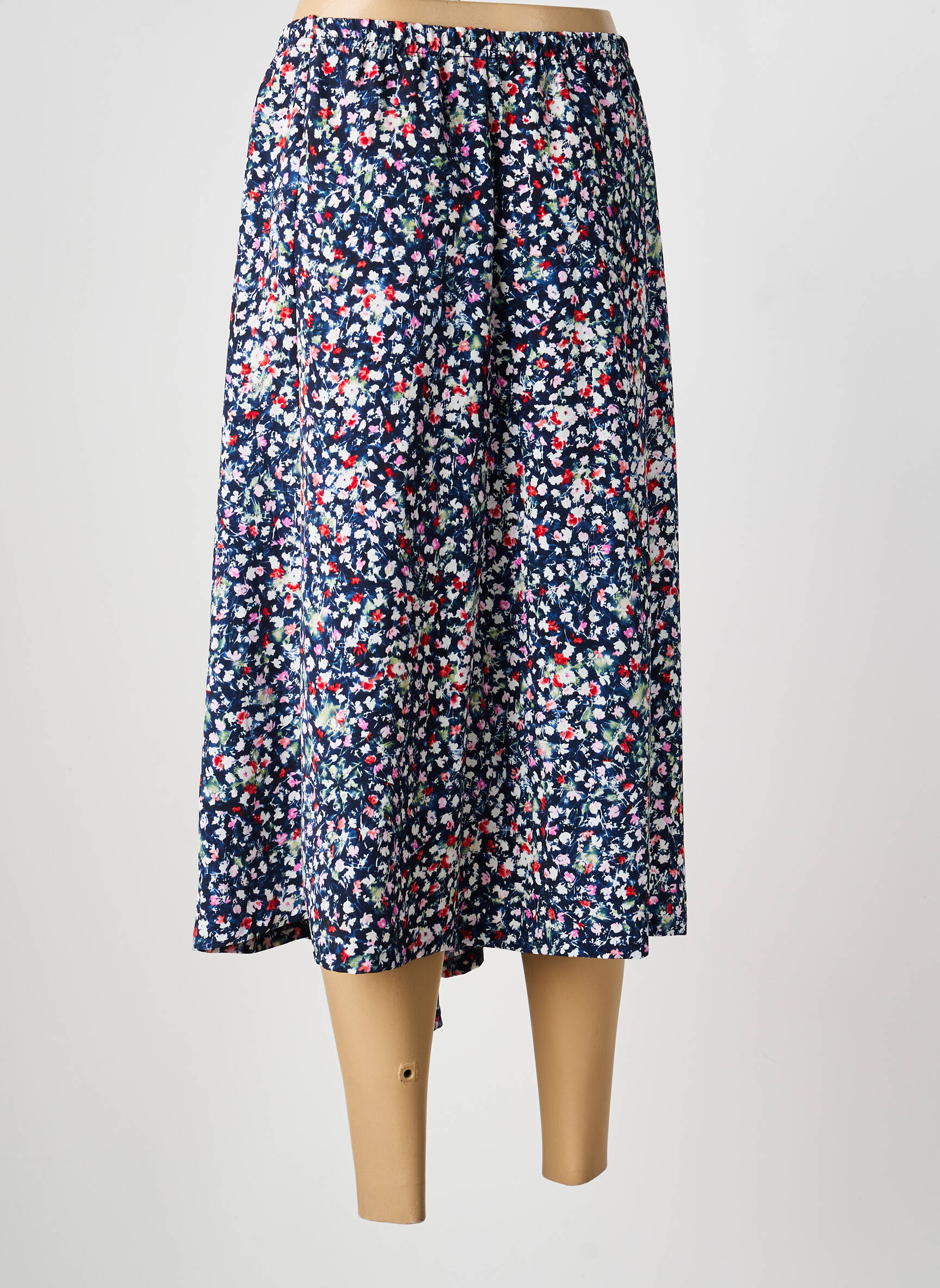 Jupe mi-longue taille normale bleu GUY DUBOUIS femme