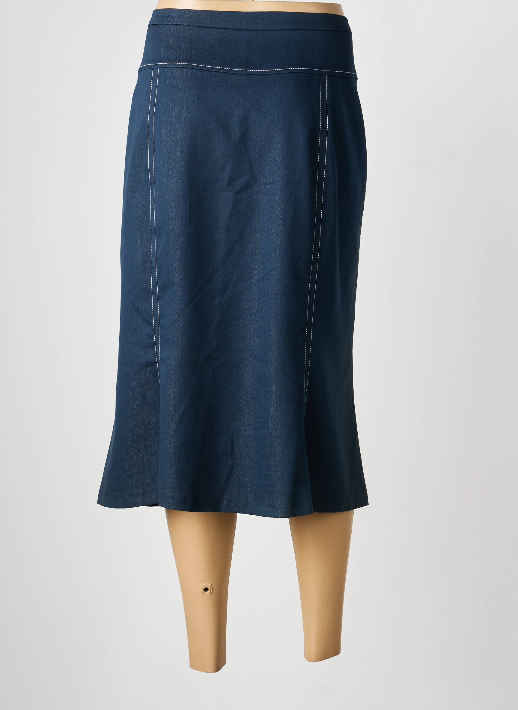 Jupe mi-longue fermeture zip latéral bleu LUISA VIOLA femme