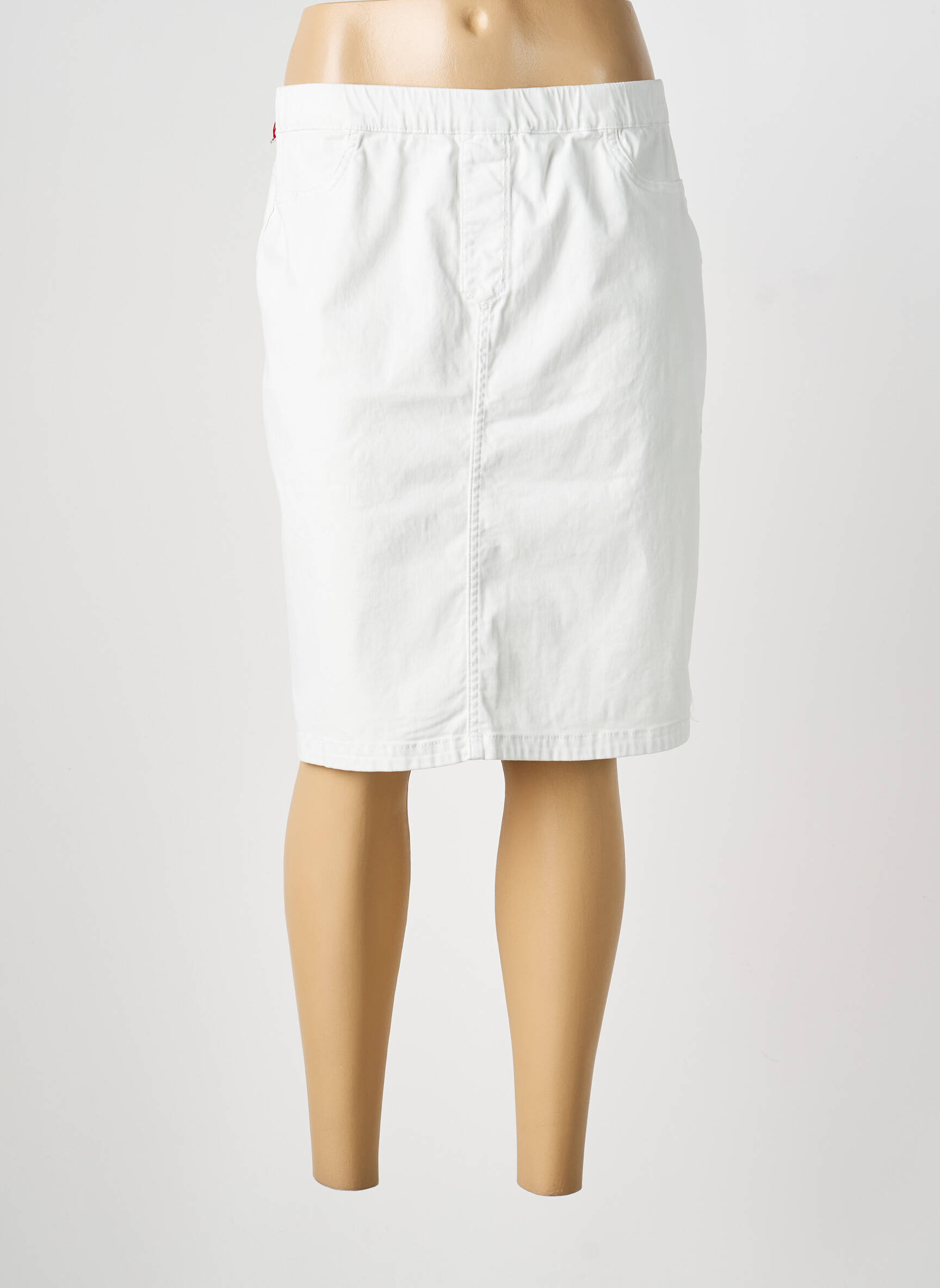 Jupe mi-longue stretch blanc CONCEPT K femme