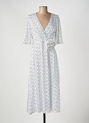 Robe longue manches courtes manches courtes blanc BARILOCHE femme