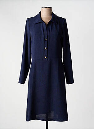 Robe mi-longue coupe fluide manches longues bleu MORGAN femme