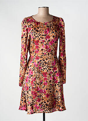 Robe mi-longue coupe fluide manches longues rose MORGAN femme