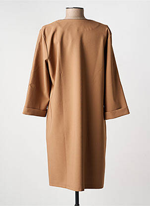 Robe mi-longue manches longues manches longues marron HALOGENE femme