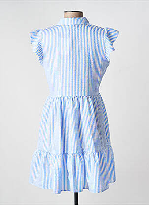 Robe mi-longue tissage crêpe manches courtes bleu YSABEL MORA femme