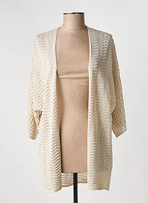 Gilet manches longues col châle beige TRIPODE femme