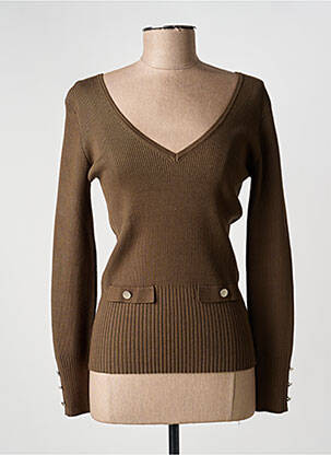 Pull coupe cintrée manches longues vert MORGAN femme