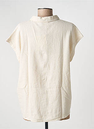 Blouse tissage popeline manches courtes beige ICHI femme