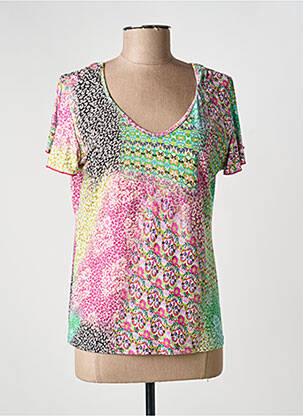 Top stretch manches courtes vert GENUINE femme