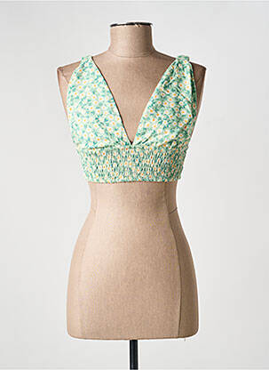 Top col v sans manche vert YSABEL MORA femme