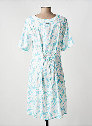 Robe mi-longue imprimé fleurs manches courtes bleu AGATHE & LOUISE femme