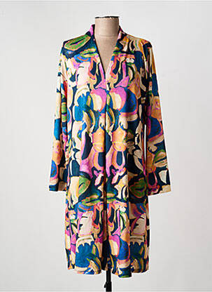 Robe mi-longue coupe fluide manches longues bleu TINTA femme