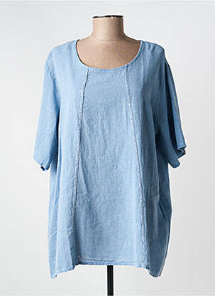 Top manches longues manches longues bleu LEAH CURVE femme