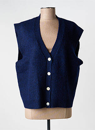 Gilet sans manche fermeture boutonnée sur le devant bleu ICHI femme
