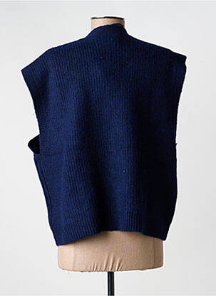 Gilet sans manche fermeture boutonnée sur le devant bleu ICHI femme