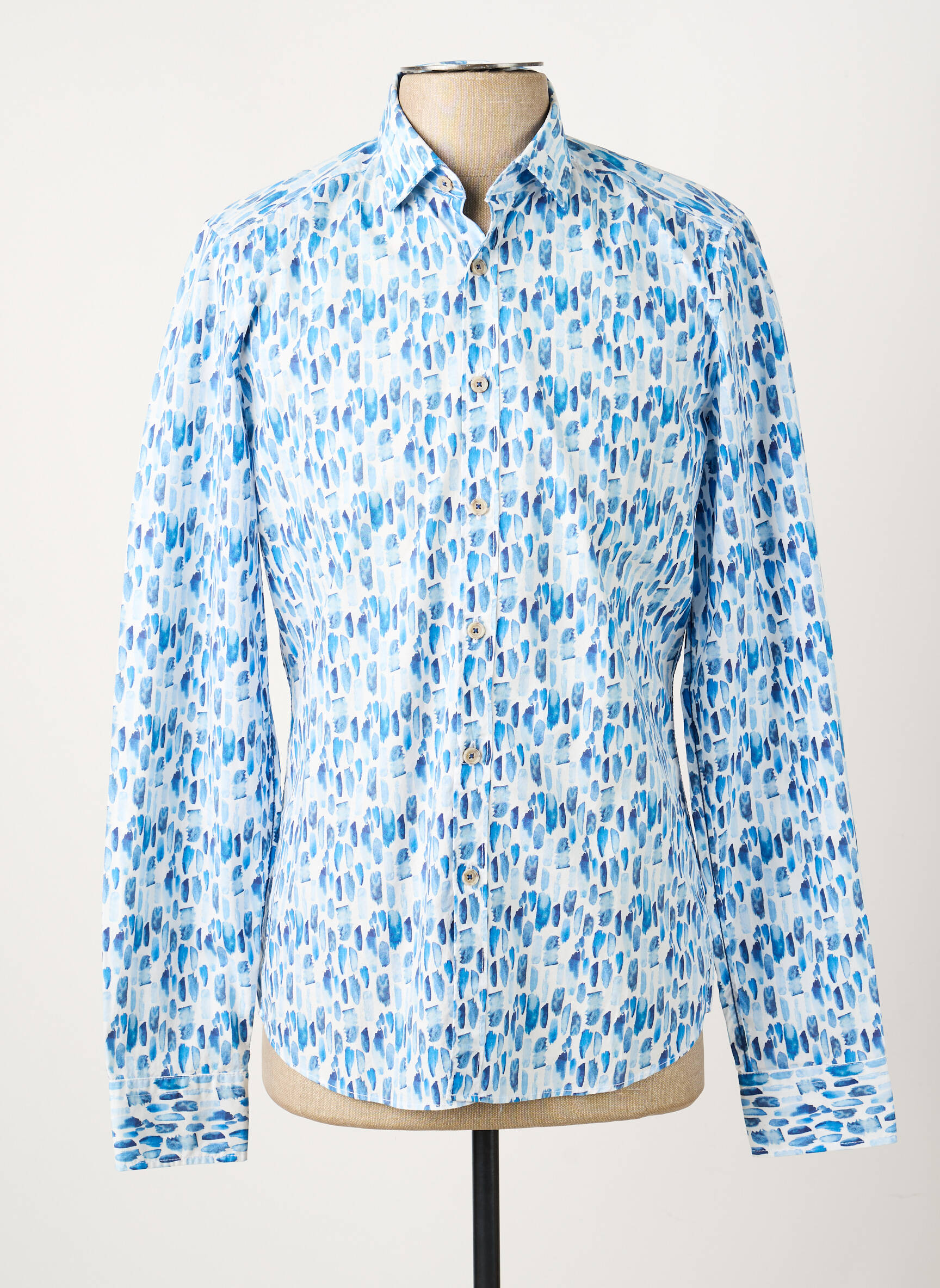 Chemise manches longues imprimé fantaisie bleu OLYMP homme