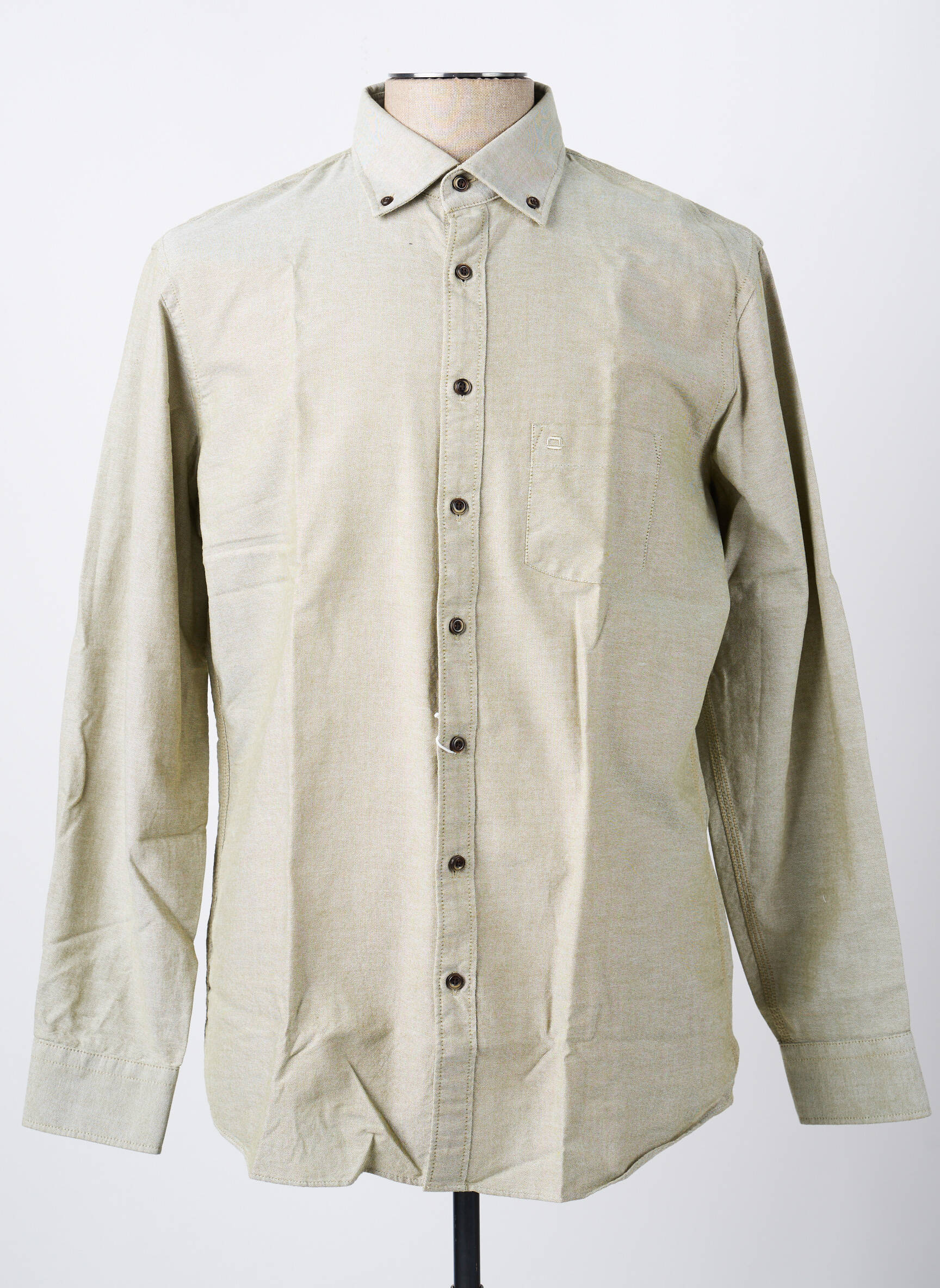 Chemise manches longues poignets boutonnés beige OLYMP homme