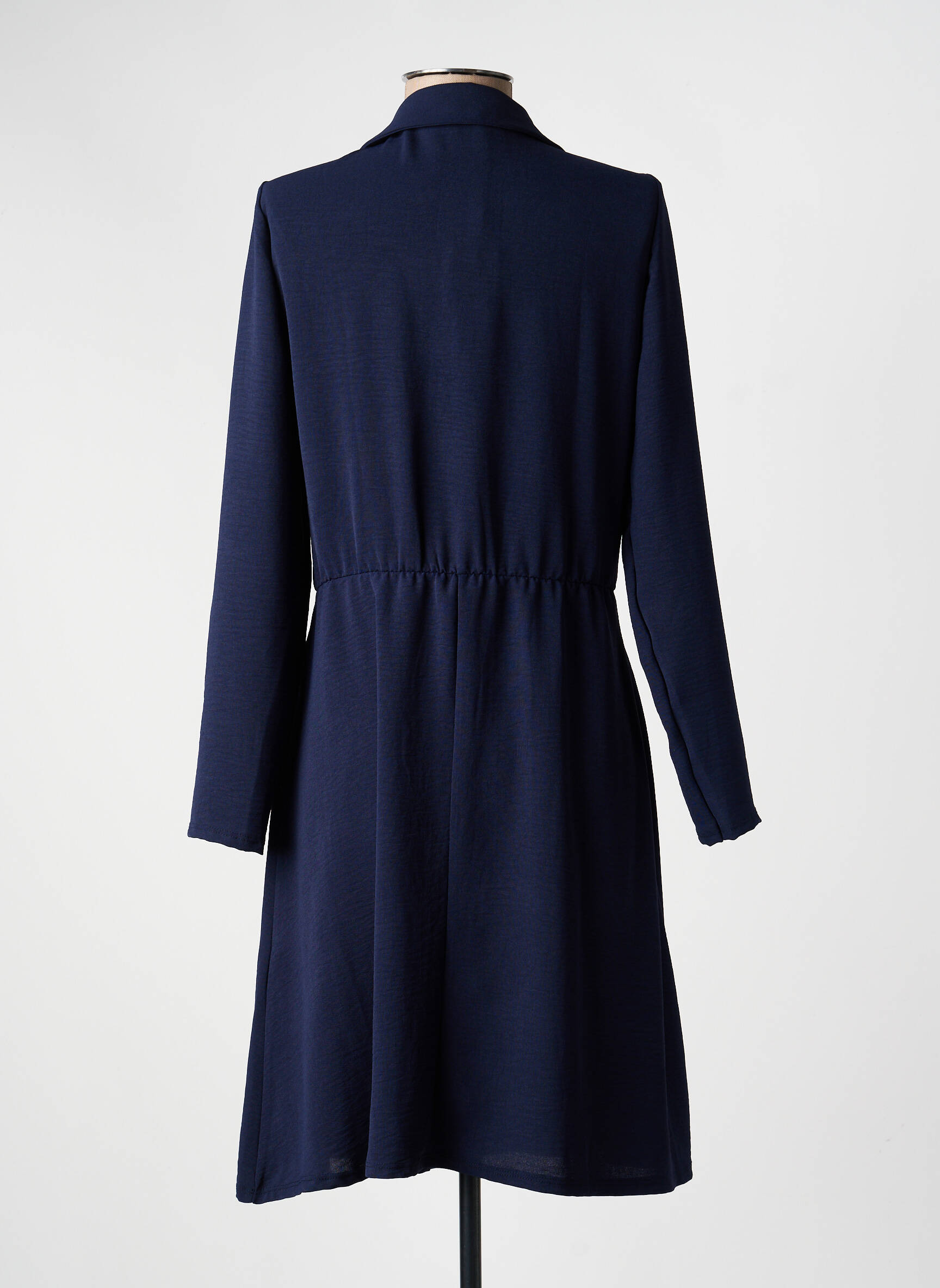 Robe mi-longue coupe fluide manches longues bleu MORGAN femme