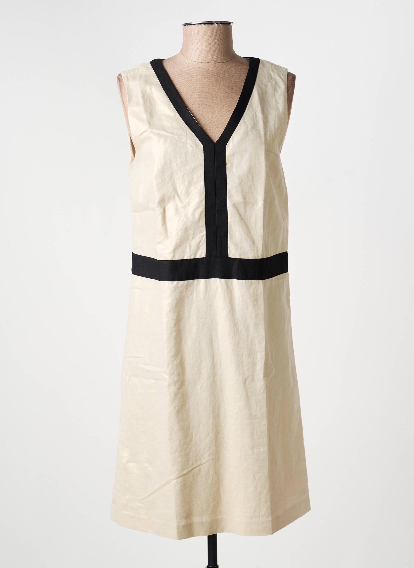 Robe mi-longue manches courtes manches courtes beige JULIE GUERLANDE femme
