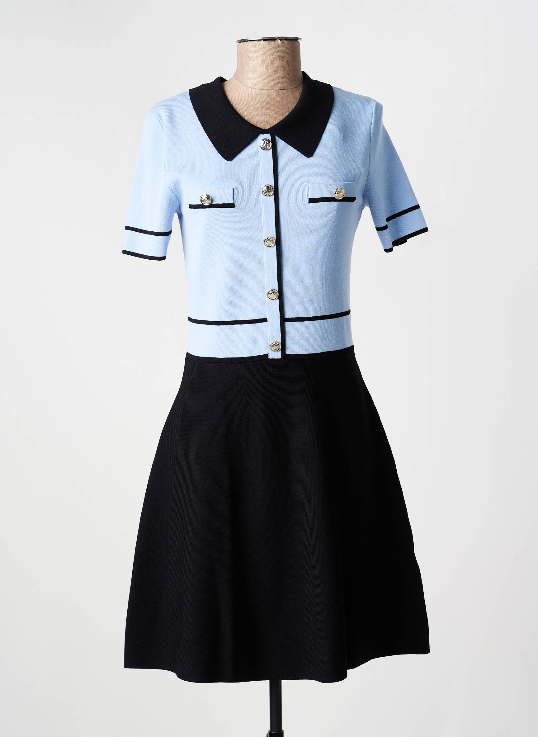 Robe mi-longue manches courtes manches courtes bleu MORGAN femme
