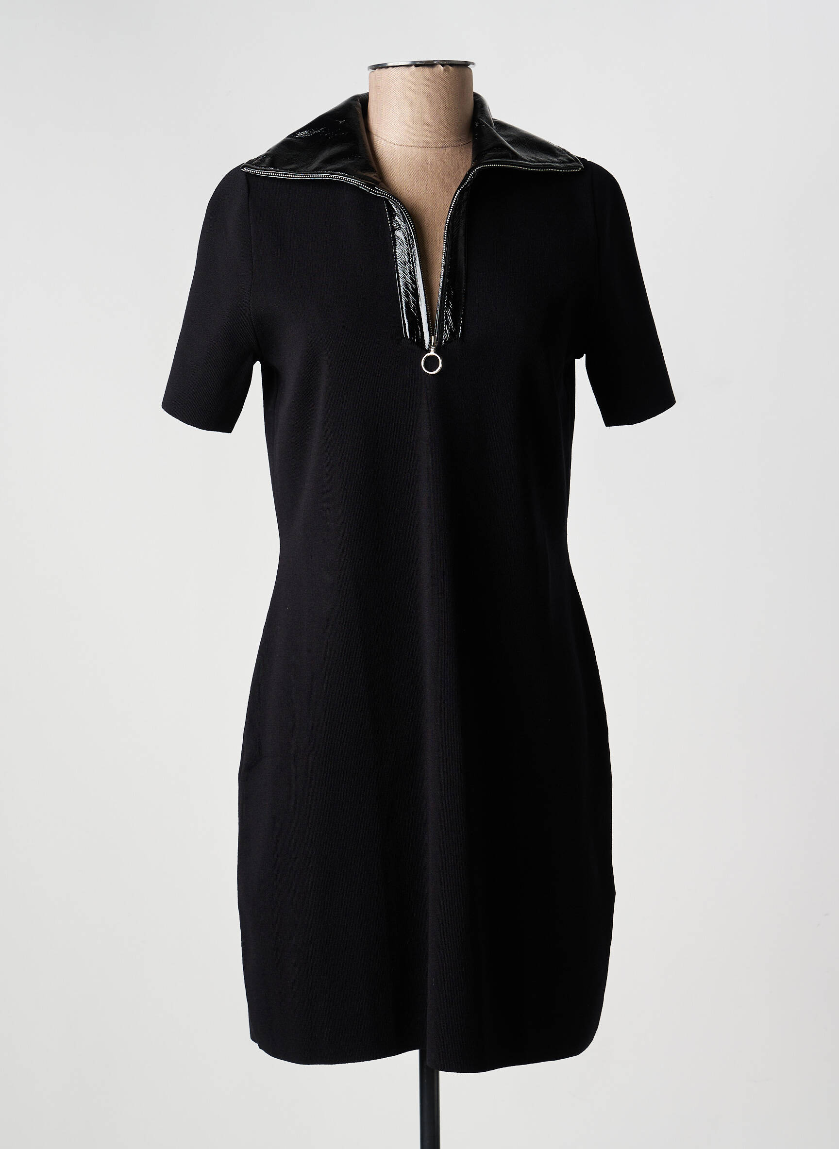 Robe pull stretch manches courtes noir MORGAN femme
