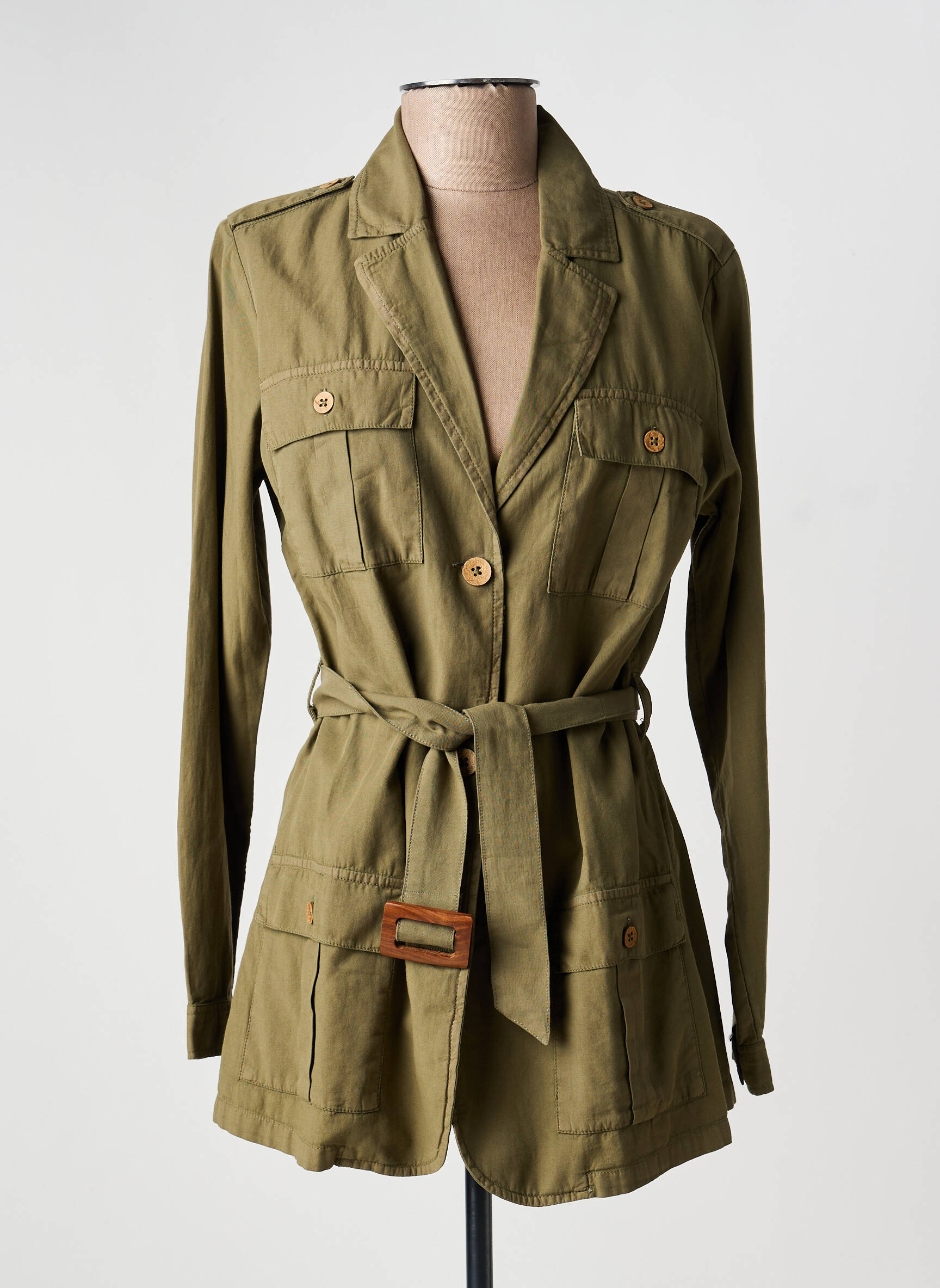 Veste casual col tailleur vert AGATHE & LOUISE femme