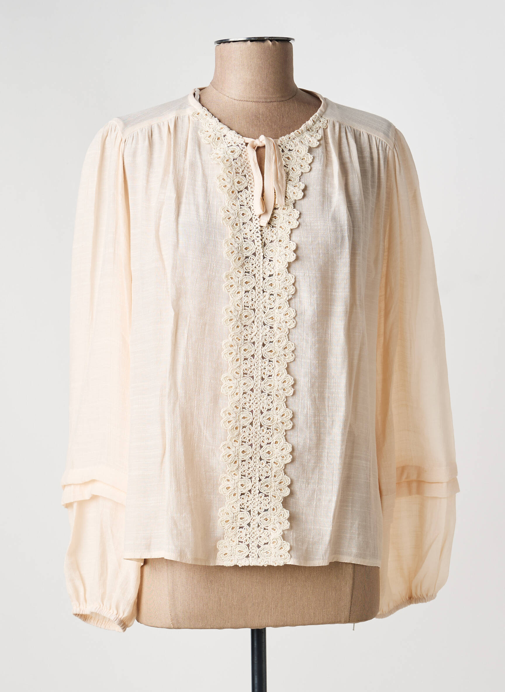 Blouse col rond manches longues beige JULIE GUERLANDE femme