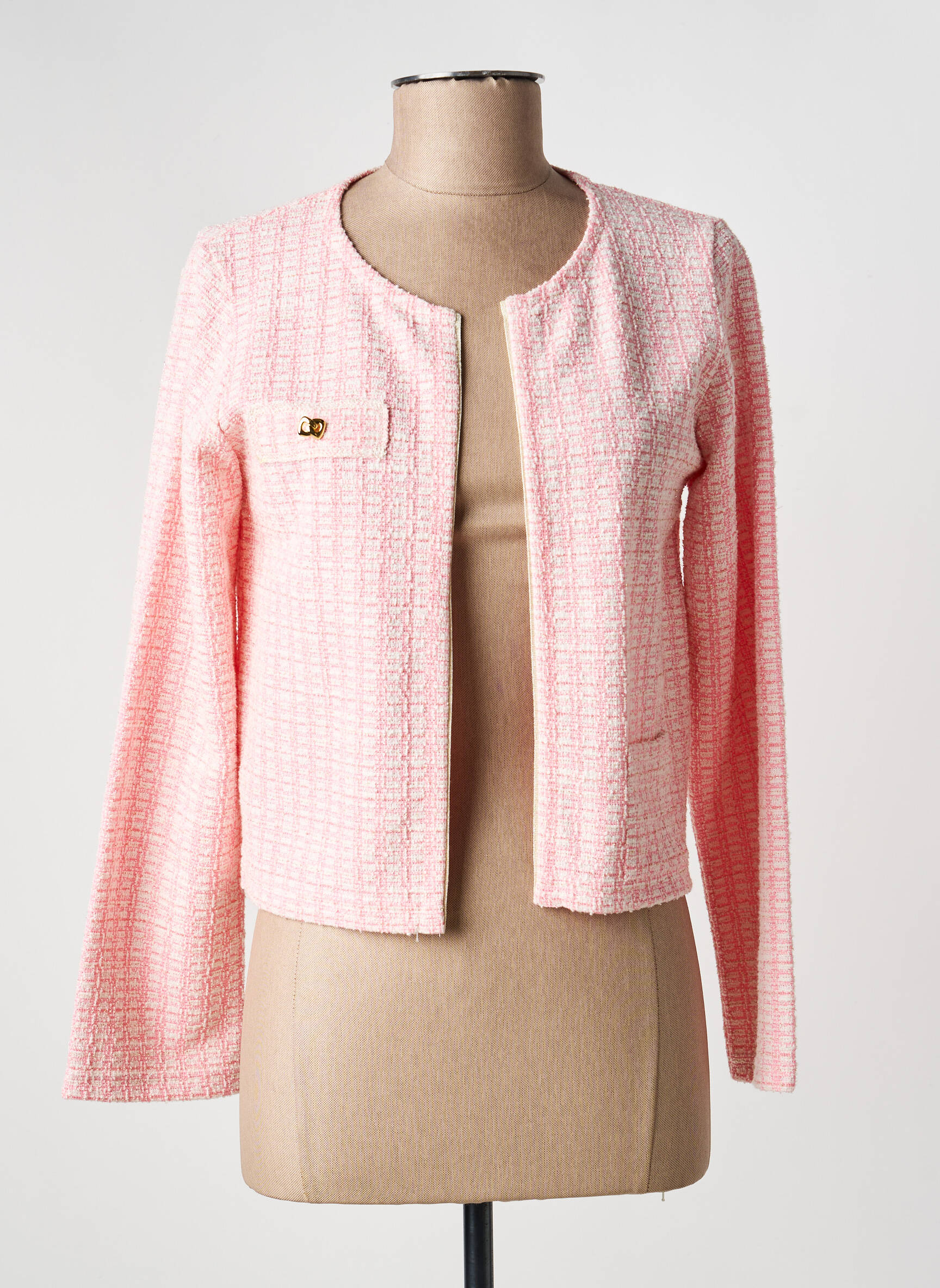 Veste casual col rond rose I.ODENA femme
