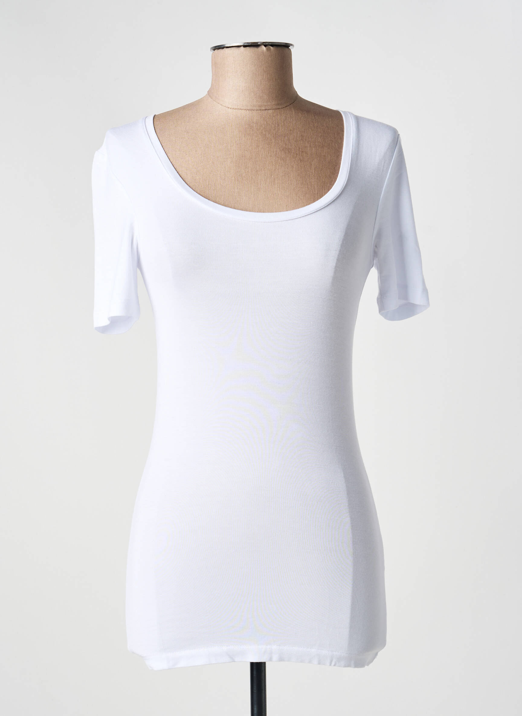 T-shirt stretch manches courtes blanc ICHI femme