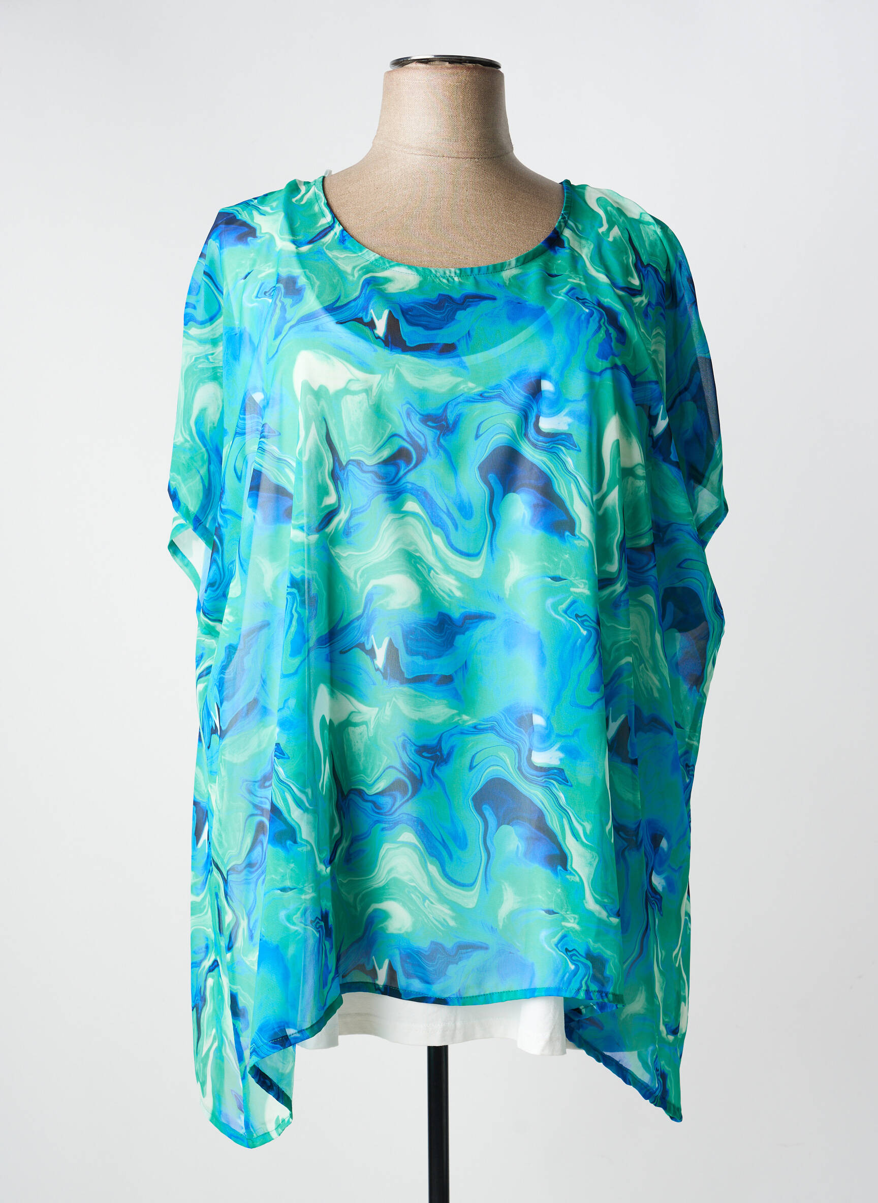 Top imprimé fantaisie manches courtes bleu LEAH CURVE femme