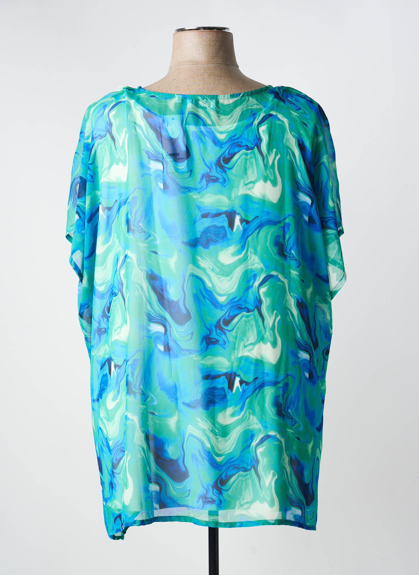 Top imprimé fantaisie manches courtes bleu LEAH CURVE femme