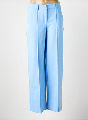 Pantalon droit fermeture zippée sous rabat boutonné bleu ICHI femme