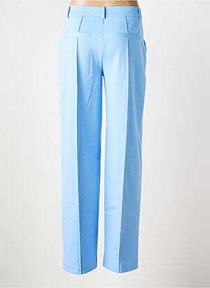 Pantalon droit fermeture zippée sous rabat boutonné bleu ICHI femme