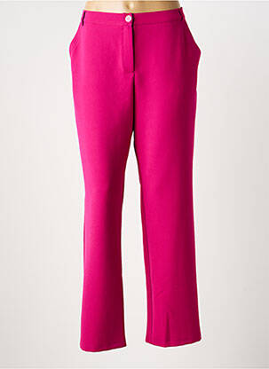 Pantalon droit fermeture zippée sous rabat boutonné rose CHRISTINE LAURE femme