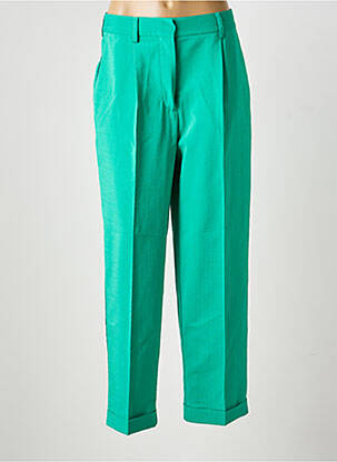 Pantalon droit fermeture zippée sous rabat avec crochet vert MORGAN femme