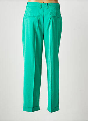 Pantalon droit fermeture zippée sous rabat avec crochet vert MORGAN femme