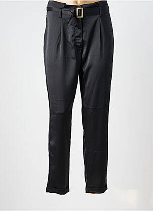 Pantalon droit fermeture zippée sous rabat boutonné noir LCDN femme