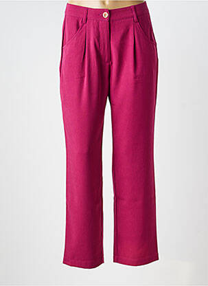 Pantalon droit fermeture zippée sous rabat boutonné rose J&JOY femme