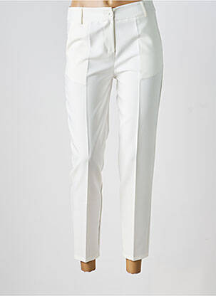 Pantalon 7/8 fermeture zippée sous rabat boutonné blanc COULEURS DU TEMPS femme