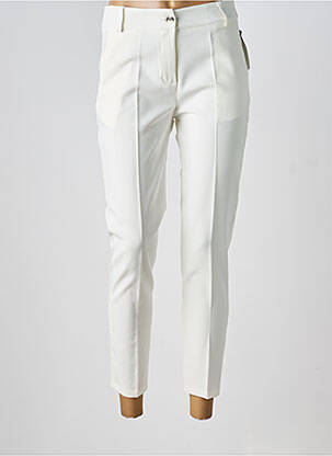 Pantalon 7/8 fermeture zippée sous rabat boutonné blanc COULEURS DU TEMPS femme
