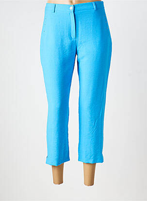 Pantalon 7/8 fermeture zippée sous rabat boutonné bleu CHRISTINE LAURE femme