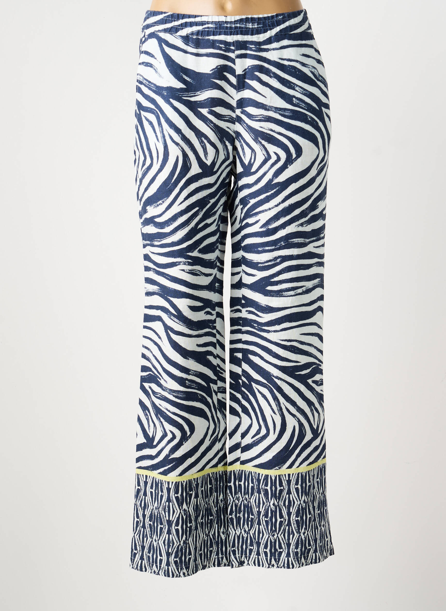 Pantalon droit taille élastique bleu ANNA MONTANA femme