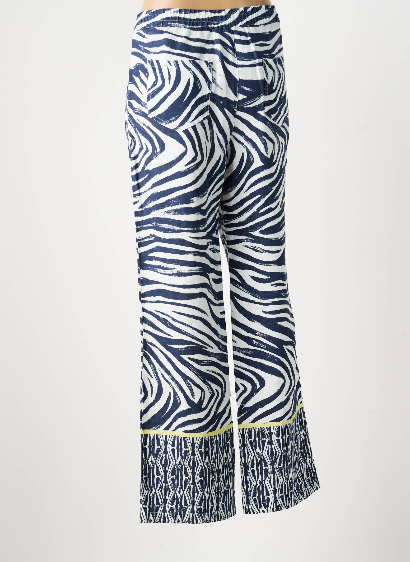 Pantalon droit taille élastique bleu ANNA MONTANA femme