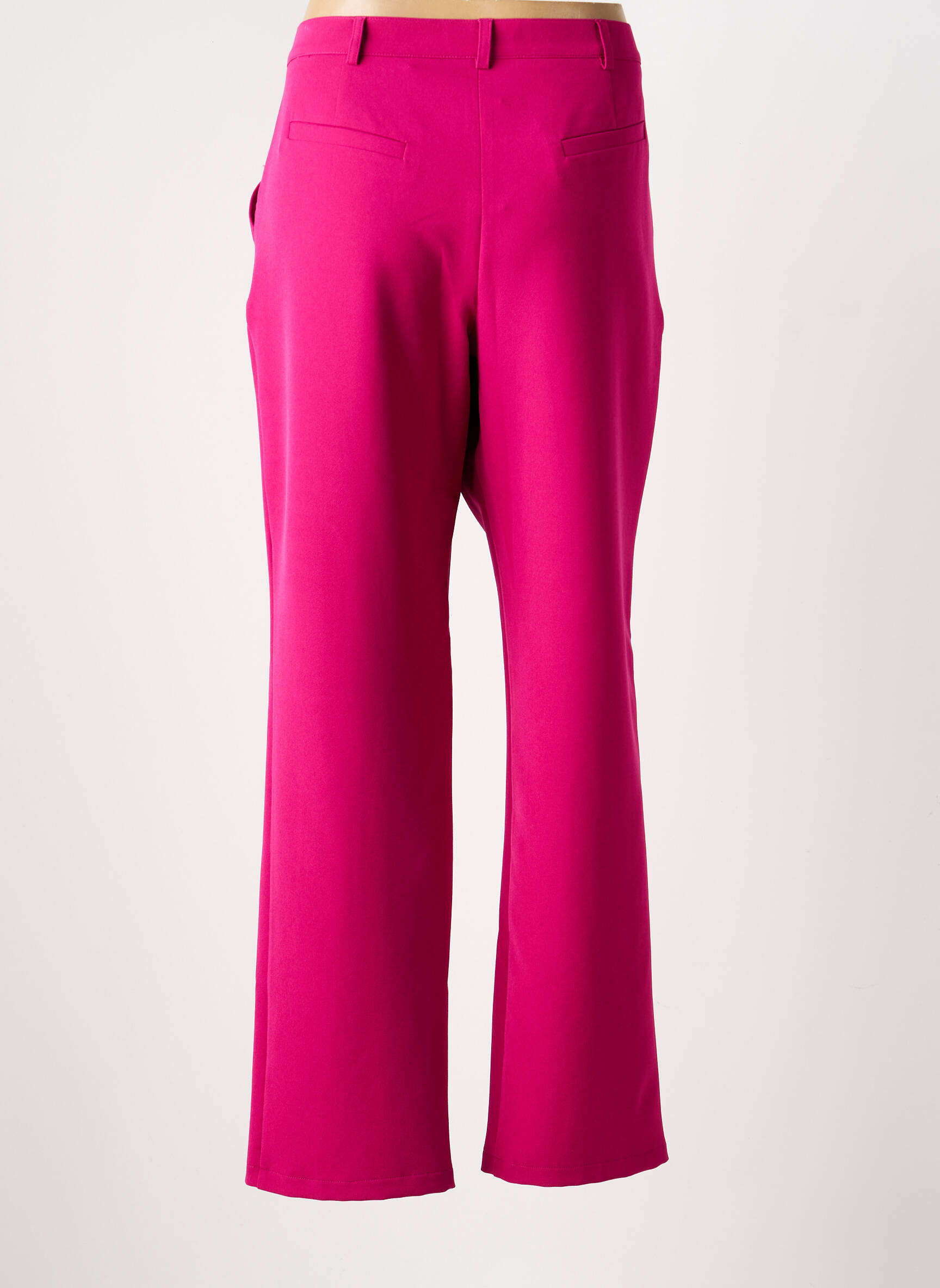 Pantalon droit fermeture zippée sous rabat boutonné rose CHRISTINE LAURE femme